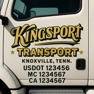 Custom Truck Door Lettering Sign Decal Sticker For Trucking, Businesses with City, State and USDOT, MC, GVW Truck Sign (2-Pack)