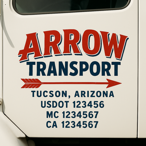Custom Truck Door Lettering Sign Decal Sticker For Trucking, Businesses with City, State and USDOT, MC, GVW Truck Sign (2-Pack)