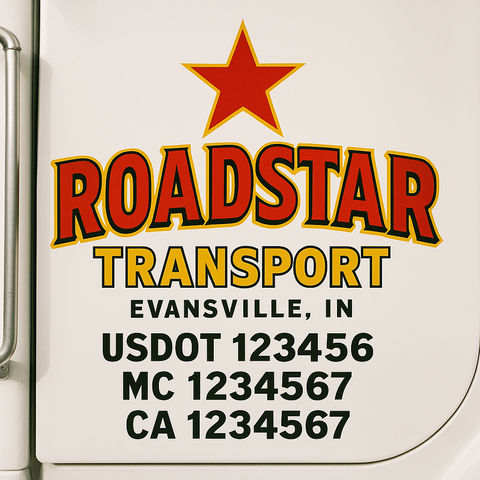 Custom Truck Door Lettering Sign Decal Sticker For Trucking, Businesses with City, State and USDOT, MC, GVW Truck Sign (2-Pack)