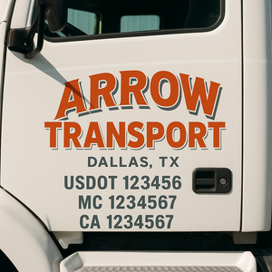 Custom Truck Door Lettering Sign Decal Sticker For Trucking, Businesses with City, State and USDOT, MC, GVW Truck Sign (2-Pack)