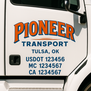 Custom Truck Door Lettering Sign Decal Sticker For Trucking, Businesses with City, State and USDOT, MC, GVW Truck Sign (2-Pack)