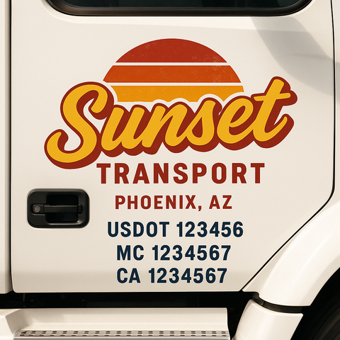 Custom Truck Door Lettering Sign Decal Sticker For Trucking, Businesses with City, State and USDOT, MC, GVW Truck Sign (2-Pack)
