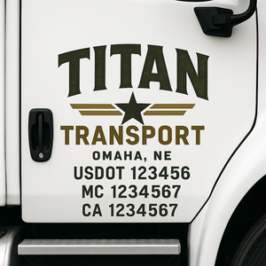 Custom Truck Door Lettering Sign Decal Sticker For Trucking, Businesses with City, State and USDOT, MC, GVW Truck Sign (2-Pack)