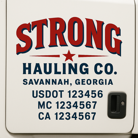 Custom Truck Door Lettering Sign Decal Sticker For Trucking, Businesses with City, State and USDOT, MC, GVW Truck Sign (2-Pack)
