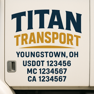 Custom Truck Door Lettering Sign Decal Sticker For Trucking, Businesses with City, State and USDOT, MC, GVW Truck Sign (2-Pack)
