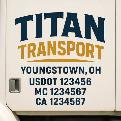 Custom Truck Door Lettering Sign Decal Sticker For Trucking, Businesses with City, State and USDOT, MC, GVW Truck Sign (2-Pack)