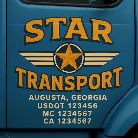 Custom Truck Door Lettering Sign Decal Sticker For Trucking, Businesses with City, State and USDOT, MC, GVW Truck Sign (2-Pack)
