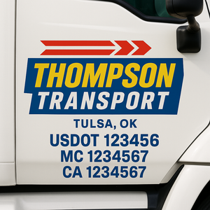 Custom Truck Door Lettering Sign Decal Sticker For Trucking, Businesses with City, State and USDOT, MC, GVW Truck Sign (2-Pack)