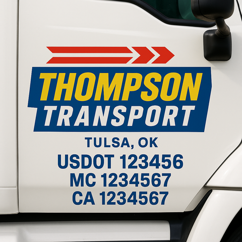 Custom Truck Door Lettering Sign Decal Sticker For Trucking, Businesses with City, State and USDOT, MC, GVW Truck Sign (2-Pack)