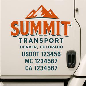 Custom Truck Door Lettering Sign Decal Sticker For Trucking, Businesses with City, State and USDOT, MC, GVW Truck Sign (2-Pack)