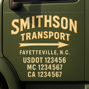 Custom Truck Door Lettering Sign Decal Sticker For Trucking, Businesses with City, State and USDOT, MC, GVW Truck Sign (2-Pack)