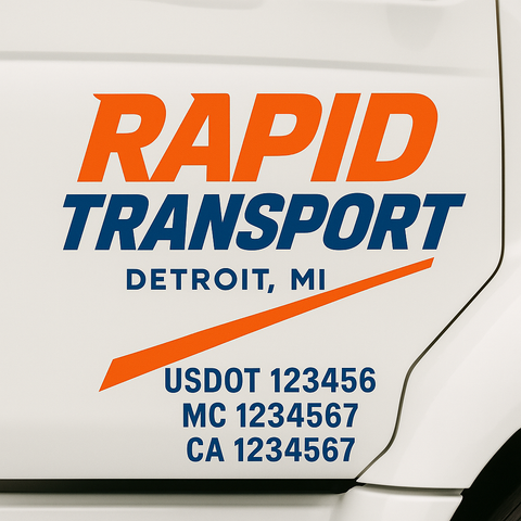 Custom Truck Door Lettering Sign Decal Sticker For Trucking, Businesses with City, State and USDOT, MC, GVW Truck Sign (2-Pack)