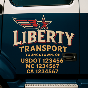Custom Truck Door Lettering Sign Decal Sticker For Trucking, Businesses with City, State and USDOT, MC, GVW Truck Sign (2-Pack)