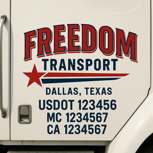 Custom Truck Door Lettering Sign Decal Sticker For Trucking, Businesses with City, State and USDOT, MC, GVW Truck Sign (2-Pack)