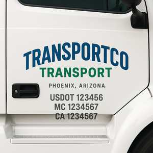 Custom Truck Door Lettering Sign Decal Sticker For Trucking, Businesses with City, State and USDOT, MC, GVW Truck Sign (2-Pack)