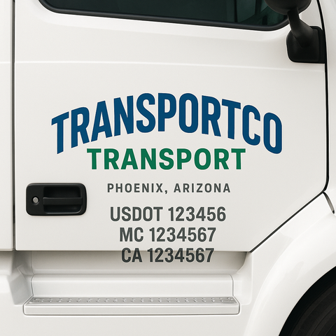 Custom Truck Door Lettering Sign Decal Sticker For Trucking, Businesses with City, State and USDOT, MC, GVW Truck Sign (2-Pack)