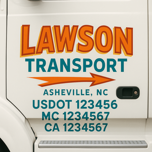 Custom Truck Door Lettering Sign Decal Sticker For Trucking, Businesses with City, State and USDOT, MC, GVW Truck Sign (2-Pack)