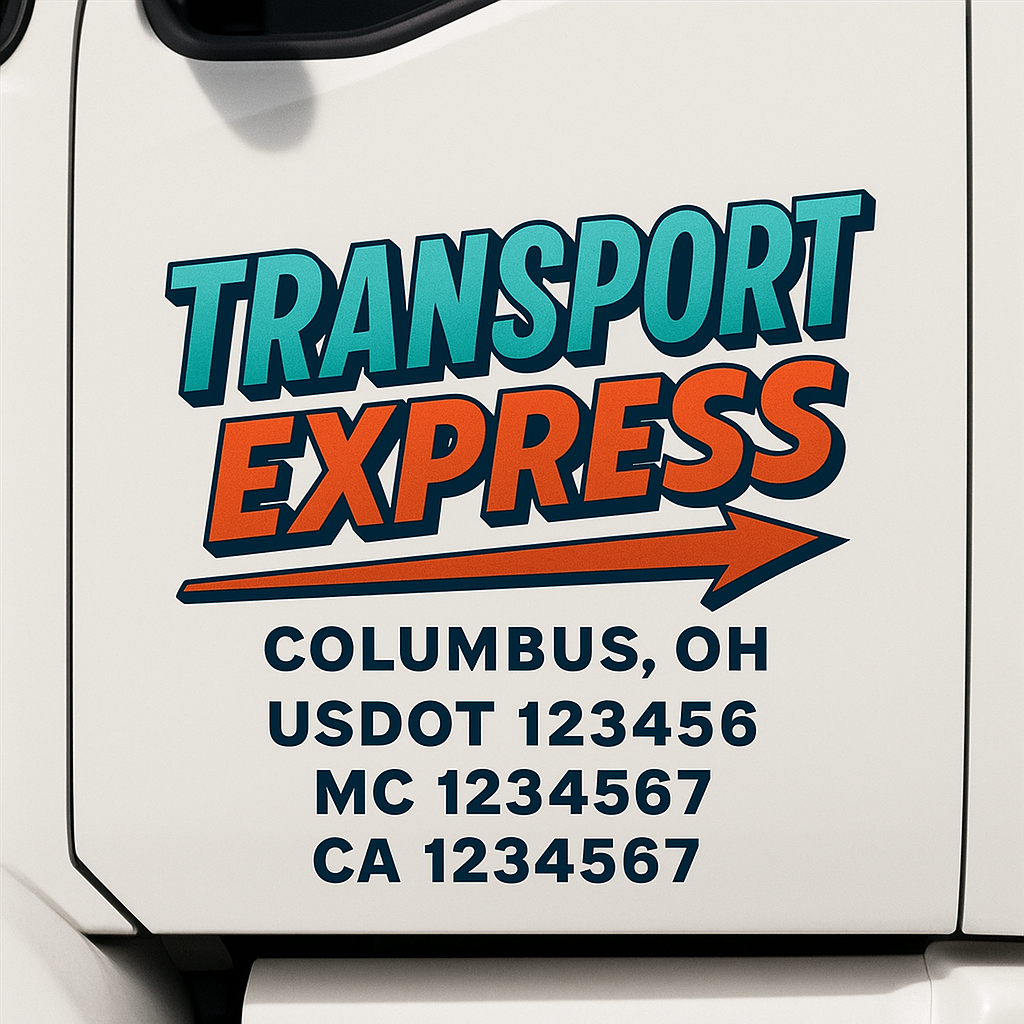 Custom Truck Door Lettering Sign Decal Sticker For Trucking, Businesses with City, State and USDOT, MC, GVW Truck Sign (2-Pack)
