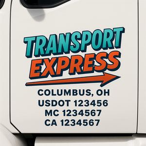 Custom Truck Door Lettering Sign Decal Sticker For Trucking, Businesses with City, State and USDOT, MC, GVW Truck Sign (2-Pack)