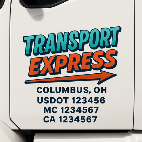 Custom Truck Door Lettering Sign Decal Sticker For Trucking, Businesses with City, State and USDOT, MC, GVW Truck Sign (2-Pack)