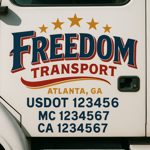 Custom Truck Door Lettering Sign Decal Sticker For Trucking, Businesses with City, State and USDOT, MC, GVW Truck Sign (2-Pack)