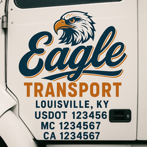 Custom Truck Door Lettering Sign Decal Sticker For Trucking, Businesses with City, State and USDOT, MC, GVW Truck Sign (2-Pack)