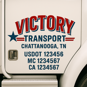 Custom Truck Door Lettering Sign Decal Sticker For Trucking, Businesses with City, State and USDOT, MC, GVW Truck Sign (2-Pack)