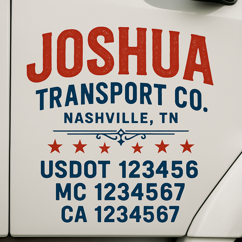 Custom Truck Door Lettering Sign Decal Sticker For Trucking, Businesses with City, State and USDOT, MC, GVW Truck Sign (2-Pack)