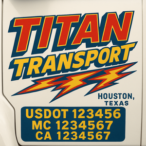 Custom Truck Door Lettering Sign Decal Sticker For Trucking, Businesses with City, State and USDOT, MC, GVW Truck Sign (2-Pack)