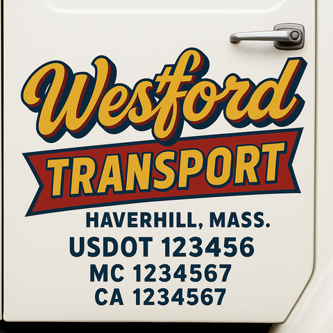 Custom Truck Door Lettering Sign Decal Sticker For Trucking, Businesses with City, State and USDOT, MC, GVW Truck Sign (2-Pack)