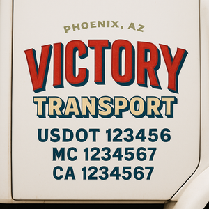 Custom Truck Door Lettering Sign Decal Sticker For Trucking, Businesses with City, State and USDOT, MC, GVW Truck Sign (2-Pack)