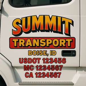 Custom Truck Door Lettering Sign Decal Sticker For Trucking, Businesses with City, State and USDOT, MC, GVW Truck Sign (2-Pack)