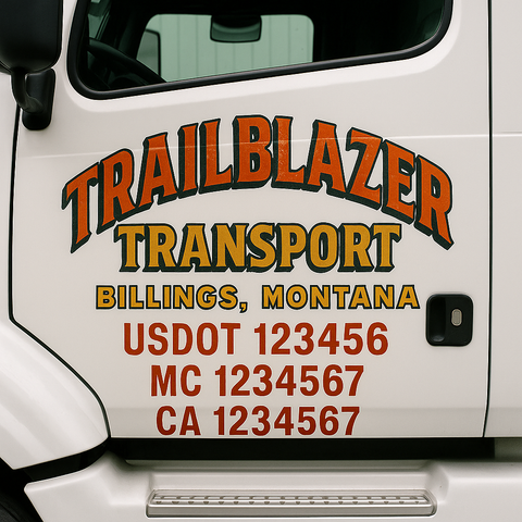 Custom Truck Door Lettering Sign Decal Sticker For Trucking, Businesses with City, State and USDOT, MC, GVW Truck Sign (2-Pack)