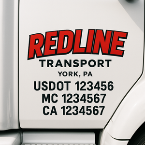Custom Truck Door Lettering Sign Decal Sticker For Trucking, Businesses with City, State and USDOT, MC, GVW Truck Sign (2-Pack)