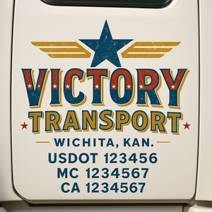 Custom Truck Door Lettering Sign Decal Sticker For Trucking, Businesses with City, State and USDOT, MC, GVW Truck Sign (2-Pack)