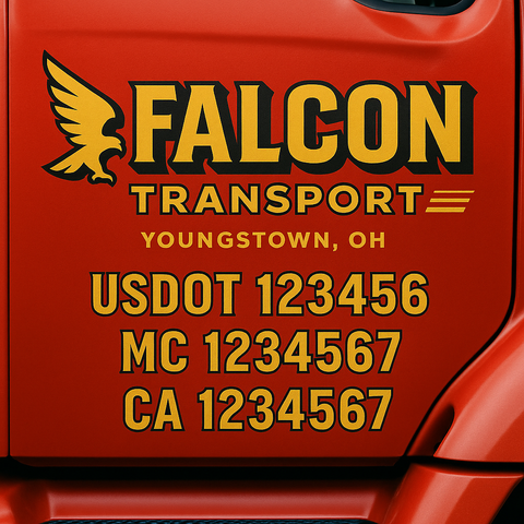 Custom Truck Door Lettering Sign Decal Sticker For Trucking, Businesses with City, State and USDOT, MC, GVW Truck Sign (2-Pack)