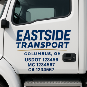 Custom Truck Door Lettering Sign Decal Sticker For Trucking, Businesses with City, State and USDOT, MC, GVW Truck Sign (2-Pack)