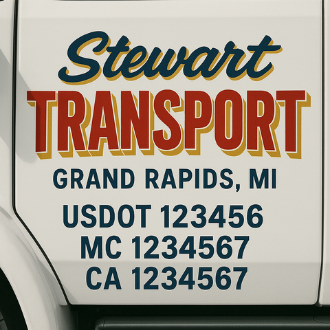 Custom Truck Door Lettering Sign Decal Sticker For Trucking, Businesses with City, State and USDOT, MC, GVW Truck Sign (2-Pack)