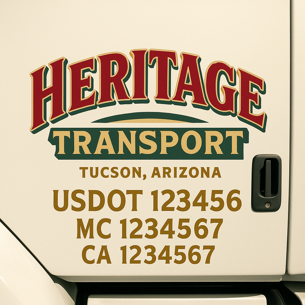 Custom Truck Door Lettering Sign Decal Sticker For Trucking, Businesses with City, State and USDOT, MC, GVW Truck Sign (2-Pack)