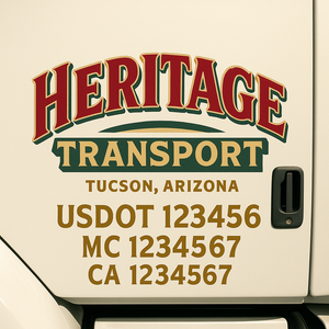 Custom Truck Door Lettering Sign Decal Sticker For Trucking, Businesses with City, State and USDOT, MC, GVW Truck Sign (2-Pack)
