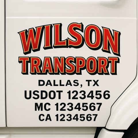 Custom Truck Door Lettering Sign Decal Sticker For Trucking, Businesses with City, State and USDOT, MC, GVW Truck Sign (2-Pack)