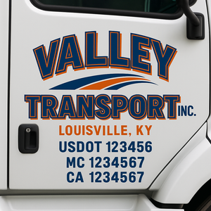 Custom Truck Door Lettering Sign Decal Sticker For Trucking, Businesses with City, State and USDOT, MC, GVW Truck Sign (2-Pack)