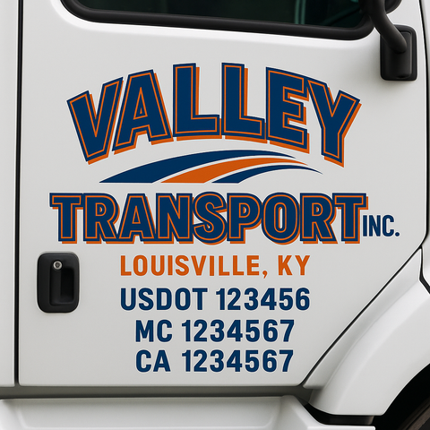 Custom Truck Door Lettering Sign Decal Sticker For Trucking, Businesses with City, State and USDOT, MC, GVW Truck Sign (2-Pack)