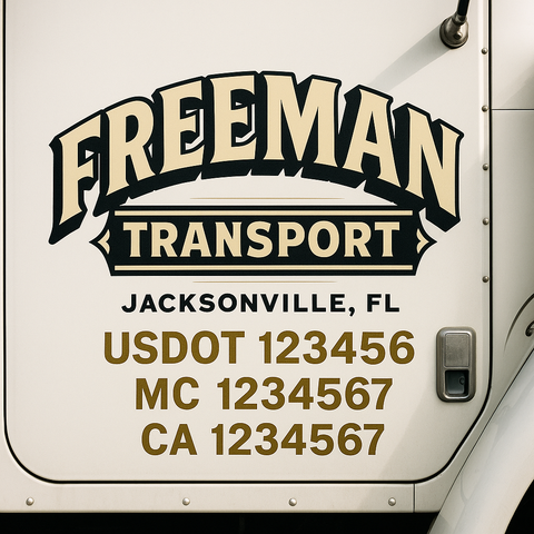 Custom Truck Door Lettering Sign Decal Sticker For Trucking, Businesses with City, State and USDOT, MC, GVW Truck Sign (2-Pack)