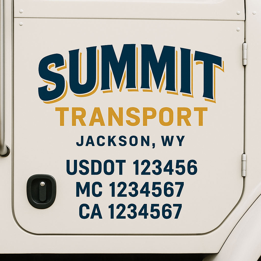Custom Truck Door Lettering Sign Decal Sticker For Trucking, Businesses with City, State and USDOT, MC, GVW Truck Sign (2-Pack)