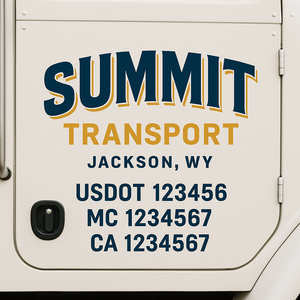 Custom Truck Door Lettering Sign Decal Sticker For Trucking, Businesses with City, State and USDOT, MC, GVW Truck Sign (2-Pack)