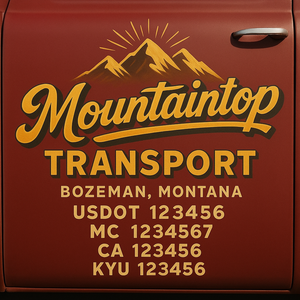 Custom Truck Door Lettering Sign Decal Sticker For Trucking, Businesses with City, State and USDOT, MC, GVW Truck Sign (2-Pack)