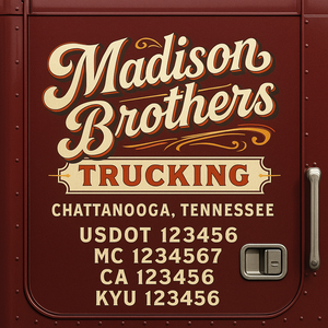 Custom Truck Door Lettering Sign Decal Sticker For Trucking, Businesses with City, State and USDOT, MC, GVW Truck Sign (2-Pack)