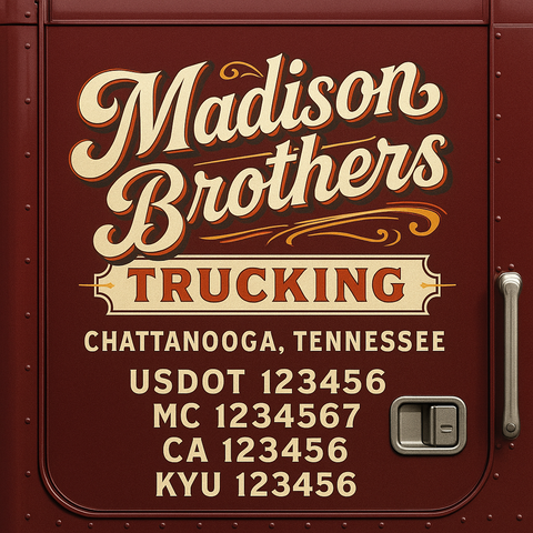 Custom Truck Door Lettering Sign Decal Sticker For Trucking, Businesses with City, State and USDOT, MC, GVW Truck Sign (2-Pack)