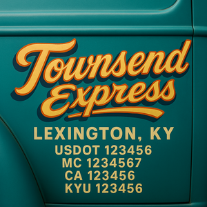 Custom Truck Door Lettering Sign Decal Sticker For Trucking, Businesses with City, State and USDOT, MC, GVW Truck Sign (2-Pack)